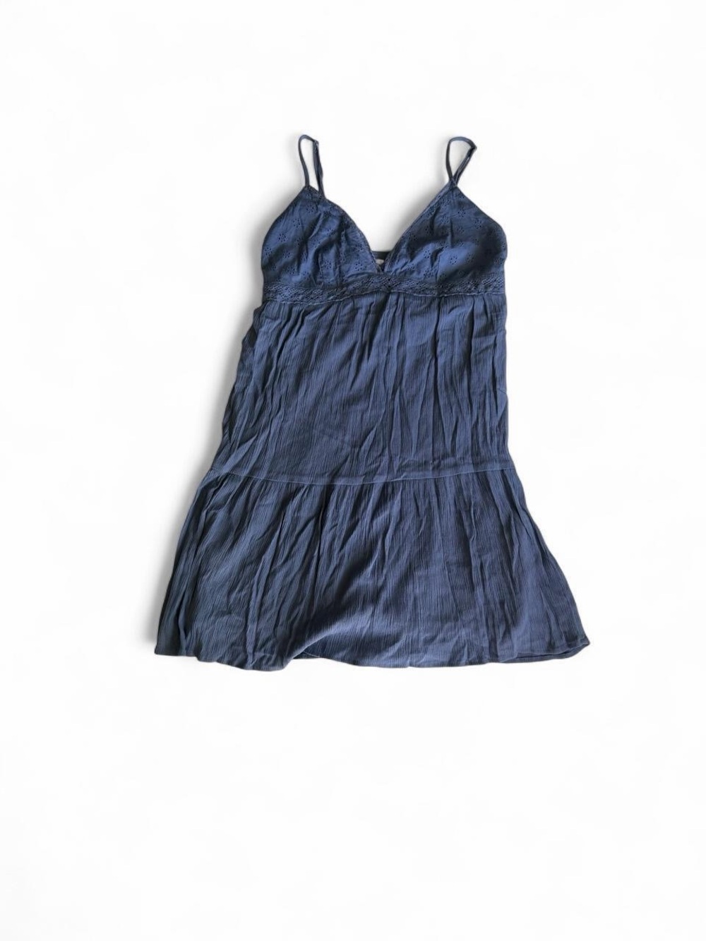 No Boundaries Dusty Blue Eyelet Mini Dress XS